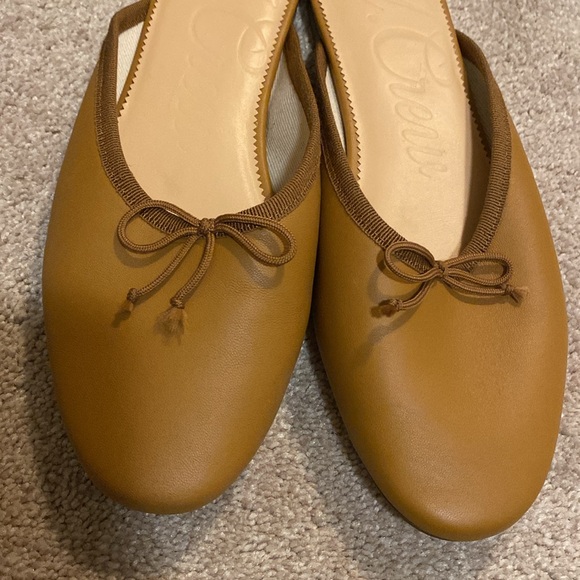 J. Crew Tan Ballet Flat Slides with bow - Picture 3 of 4
